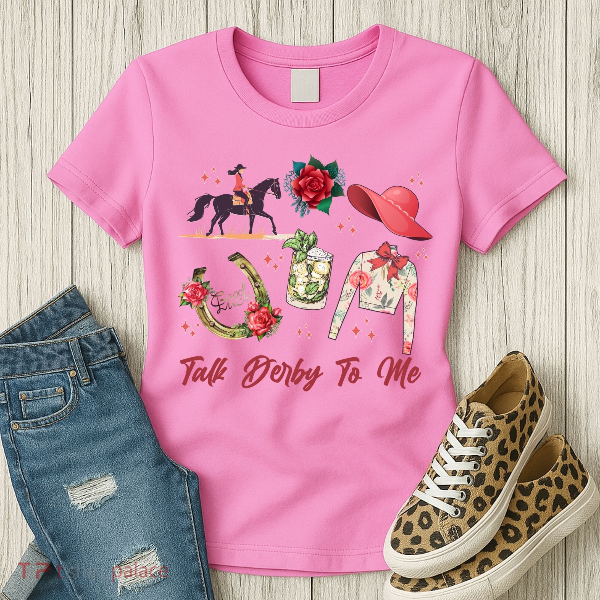 Funny Cute Talk Derby To Me Horse Racing Women's T-Shirt