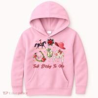 Funny Cute Talk Derby To Me Horse Racing Kids Hoodie thumb 0