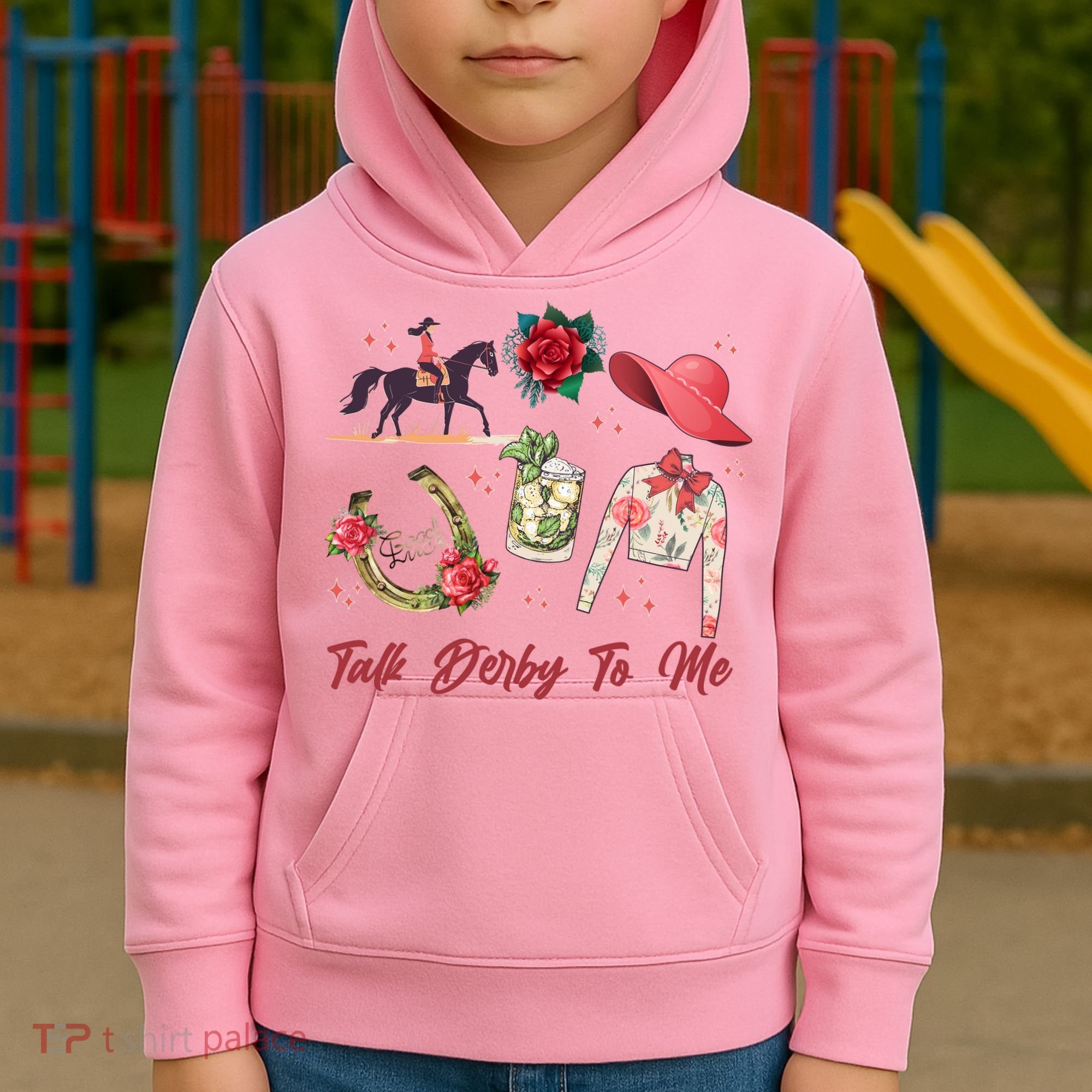 Funny Cute Talk Derby To Me Horse Racing Kids Hoodie