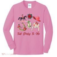 Funny Cute Talk Derby To Me Horse Racing Kids Long Sleeve Shirt thumb 0