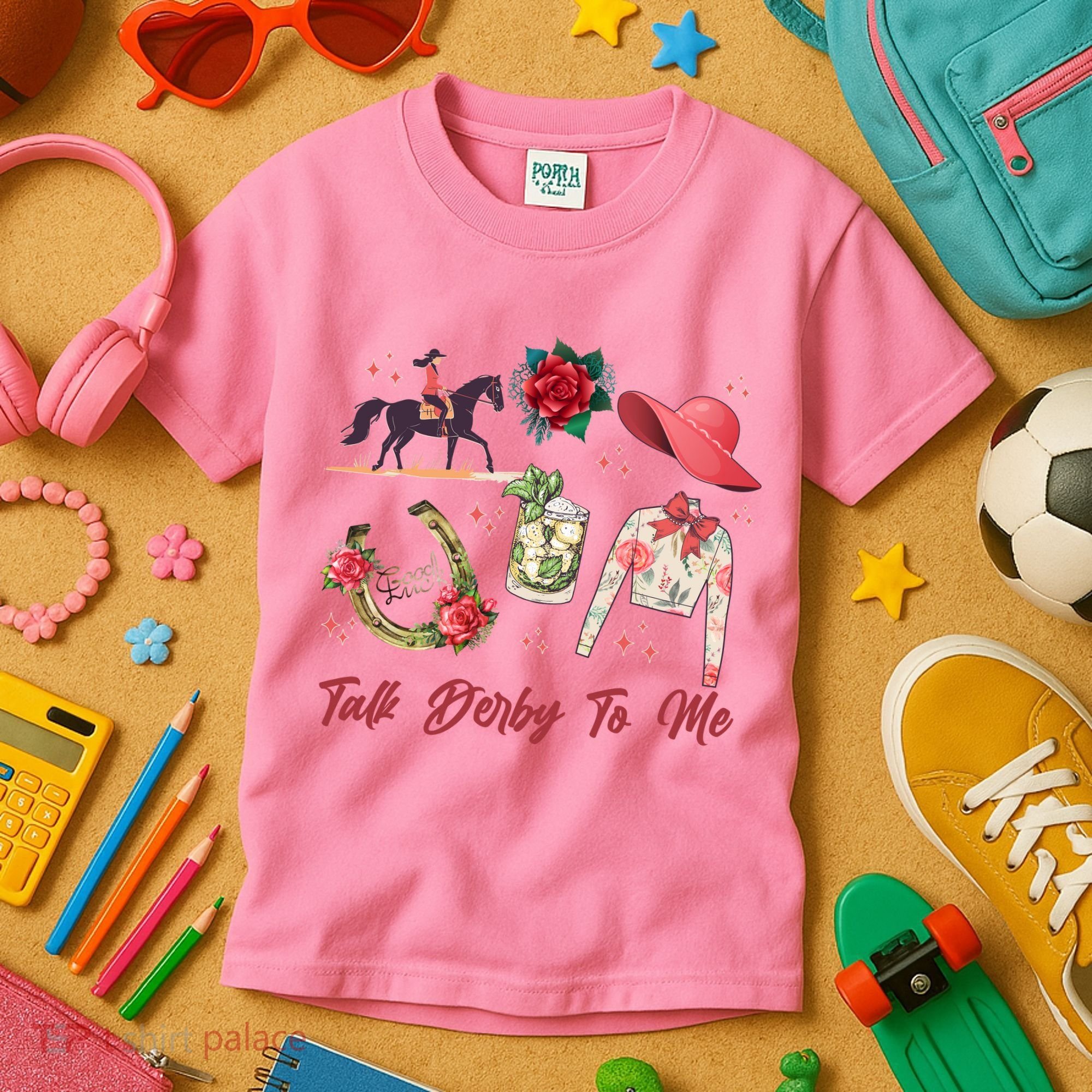 Funny Cute Talk Derby To Me Horse Racing Kids T-Shirt