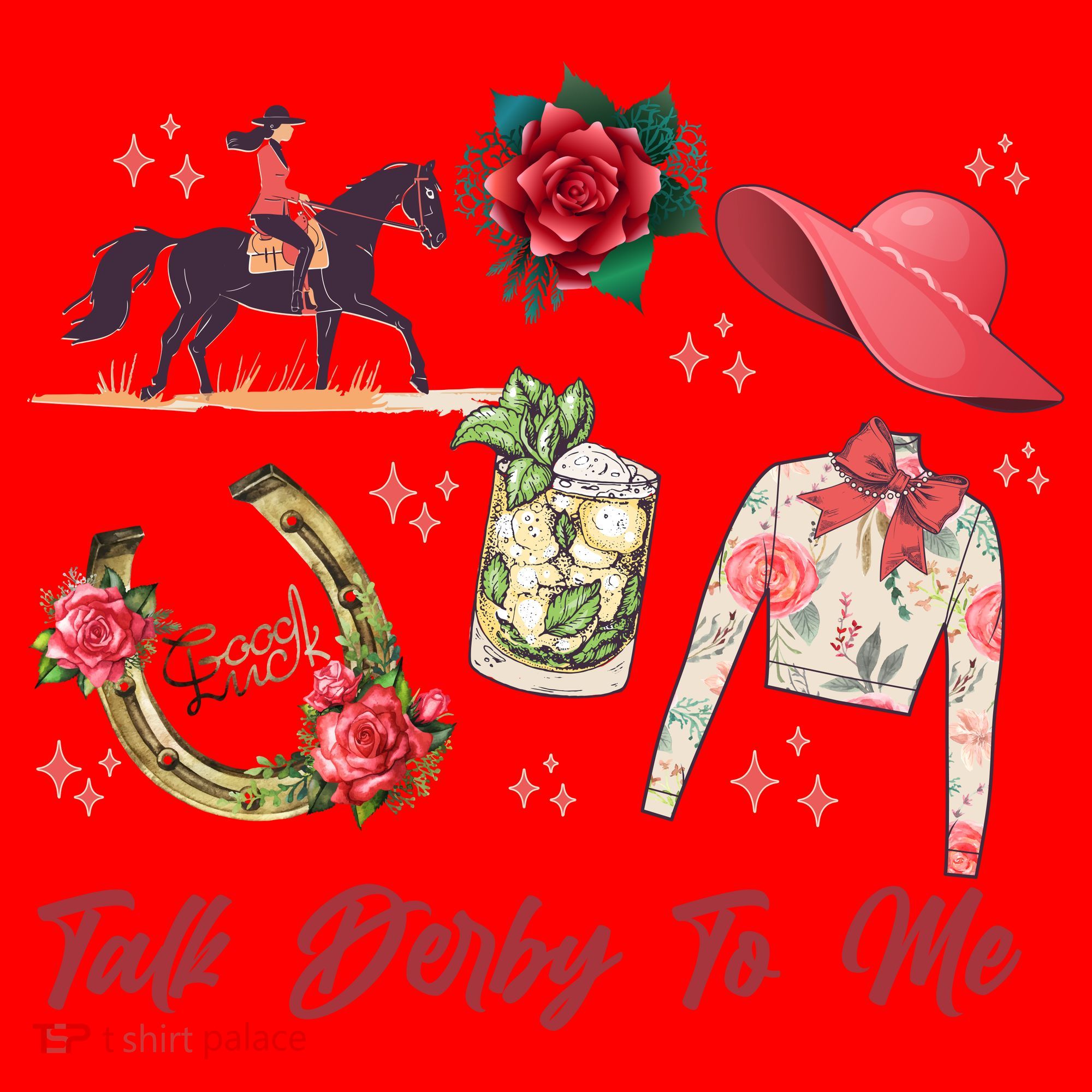 Funny Cute Talk Derby To Me Horse Racing Santa Hat