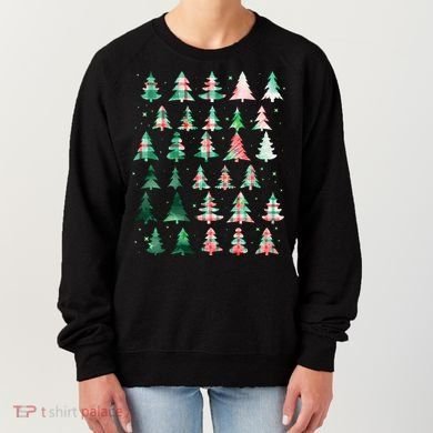 Festive Christmas Trees Patterns Mash Up Women's Sweatshirt