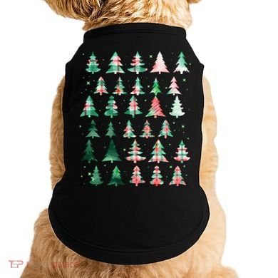 Festive Christmas Trees Patterns Mash Up Doggie Tank