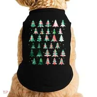 Festive Christmas Trees Patterns Mash Up Doggie Tank thumb 0