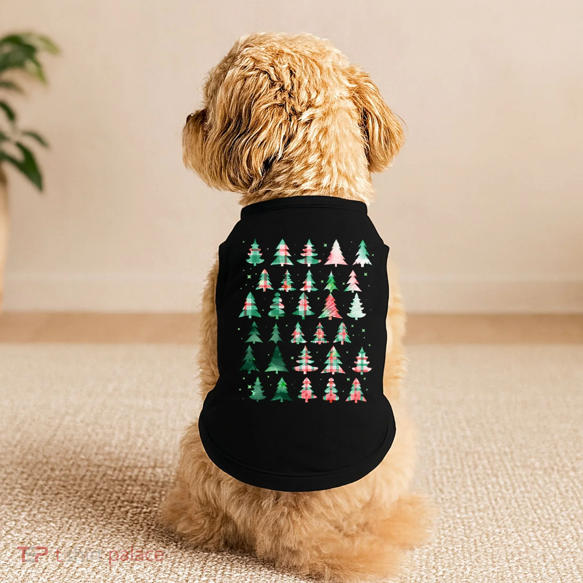 Festive Christmas Trees Patterns Mash Up Doggie Tank