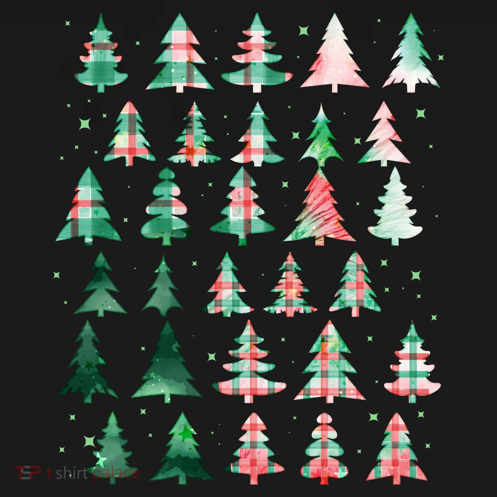 Festive Christmas Trees Patterns Mash Up Doggie Tank