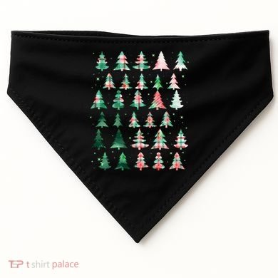 Festive Christmas Trees Patterns Mash Up USA-Made Doggie Bandana