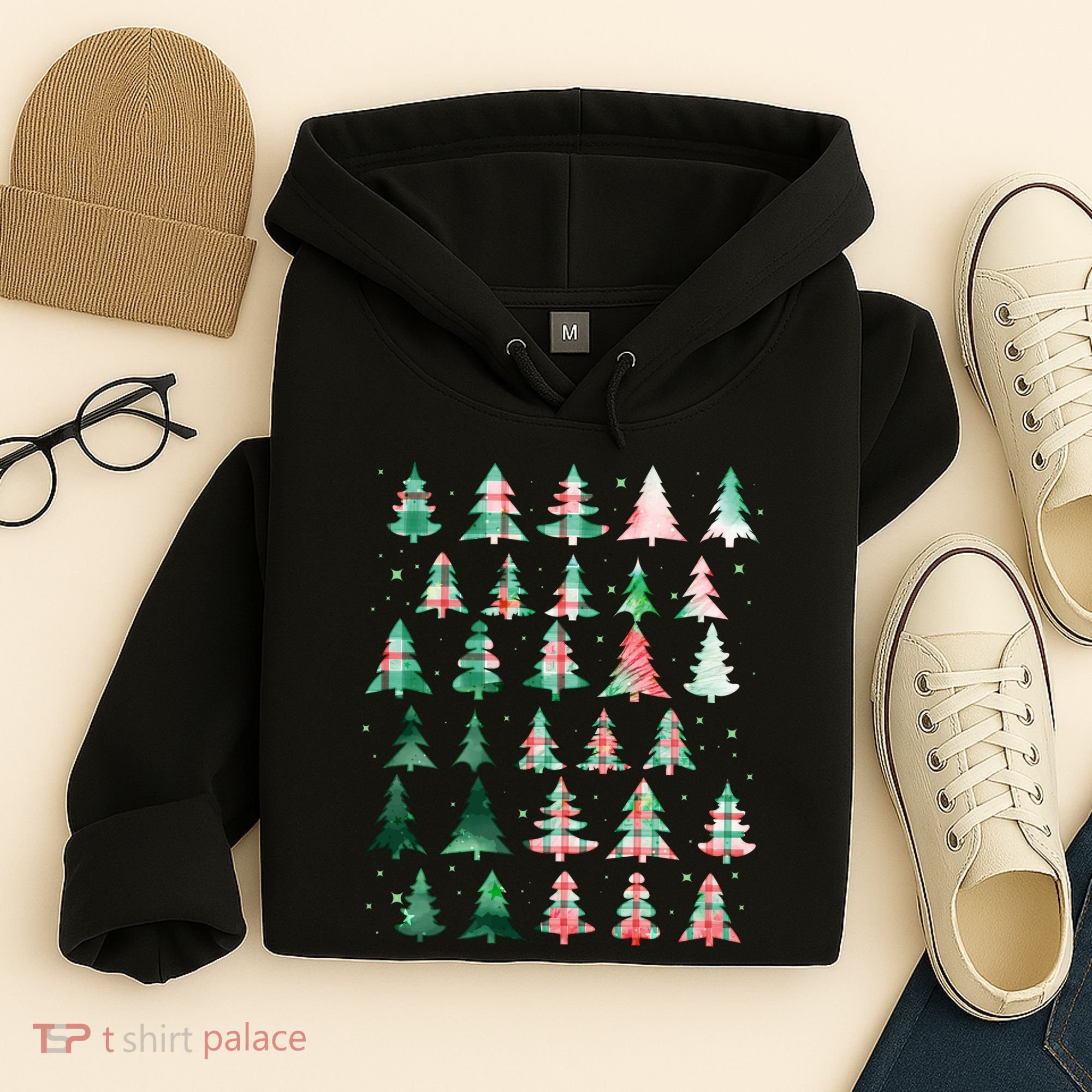 Festive Christmas Trees Patterns Mash Up Hoodie