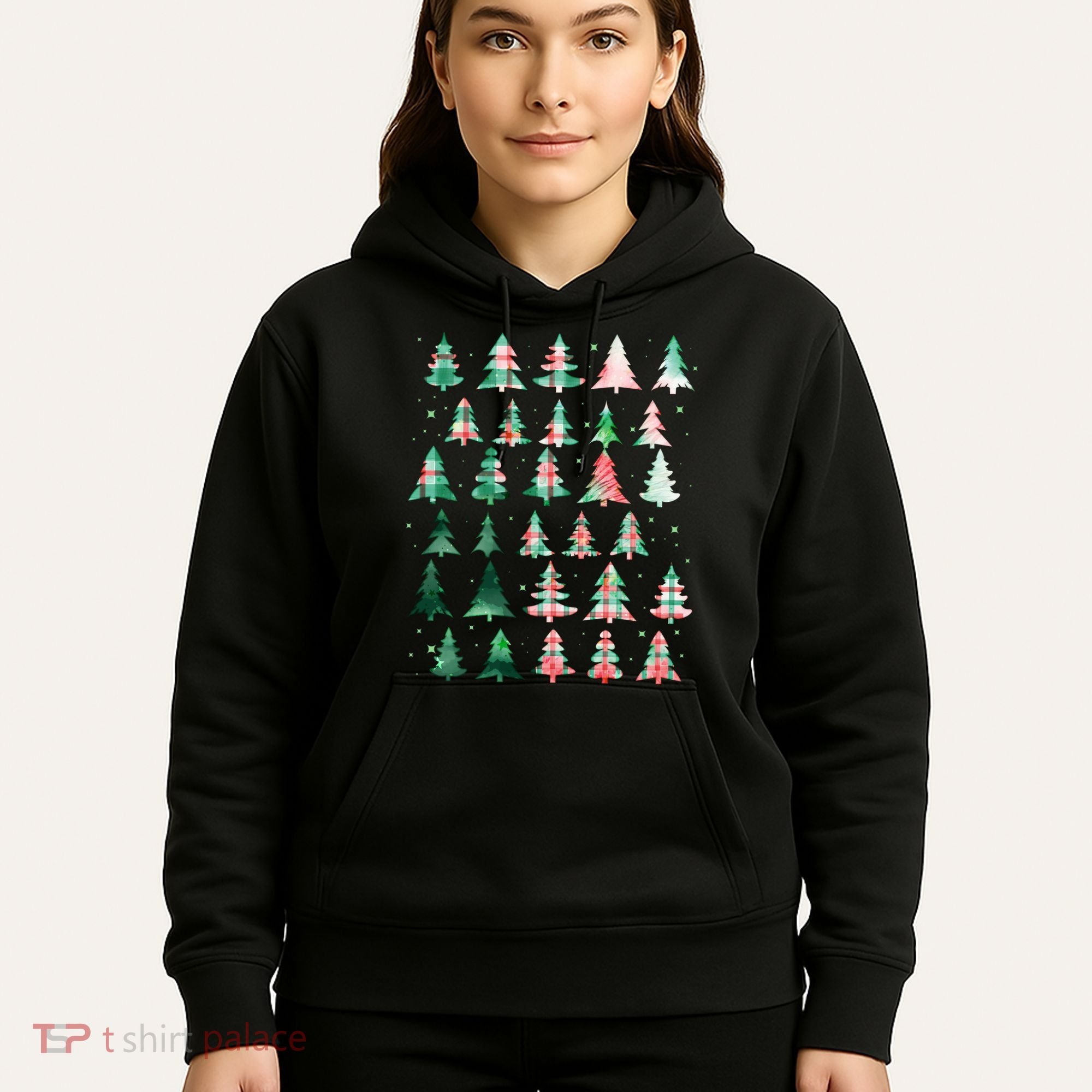 Festive Christmas Trees Patterns Mash Up Hoodie