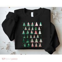 Festive Christmas Trees Patterns Mash Up Sweatshirt thumb 2