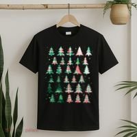Festive Christmas Trees Patterns Mash Up T-Shirt thumb 2