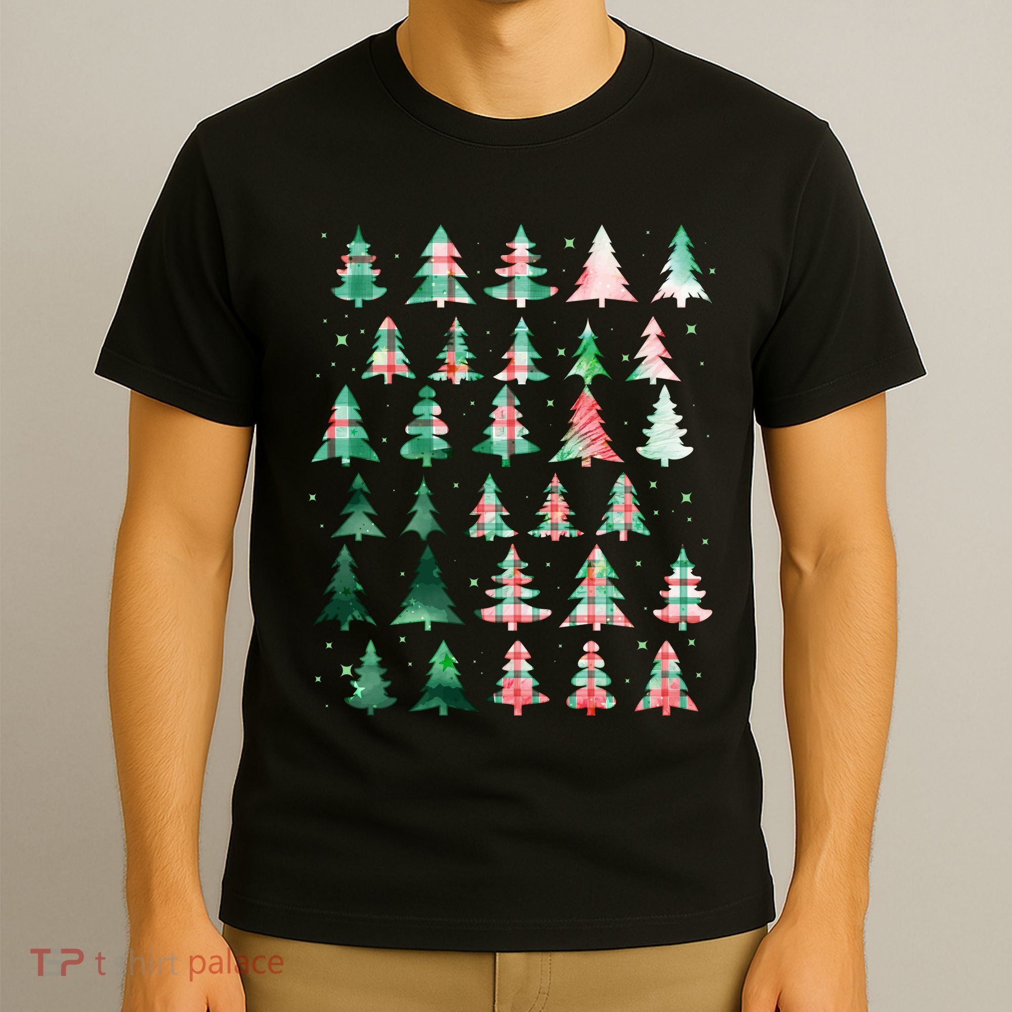 Festive Christmas Trees Patterns Mash Up T-Shirt