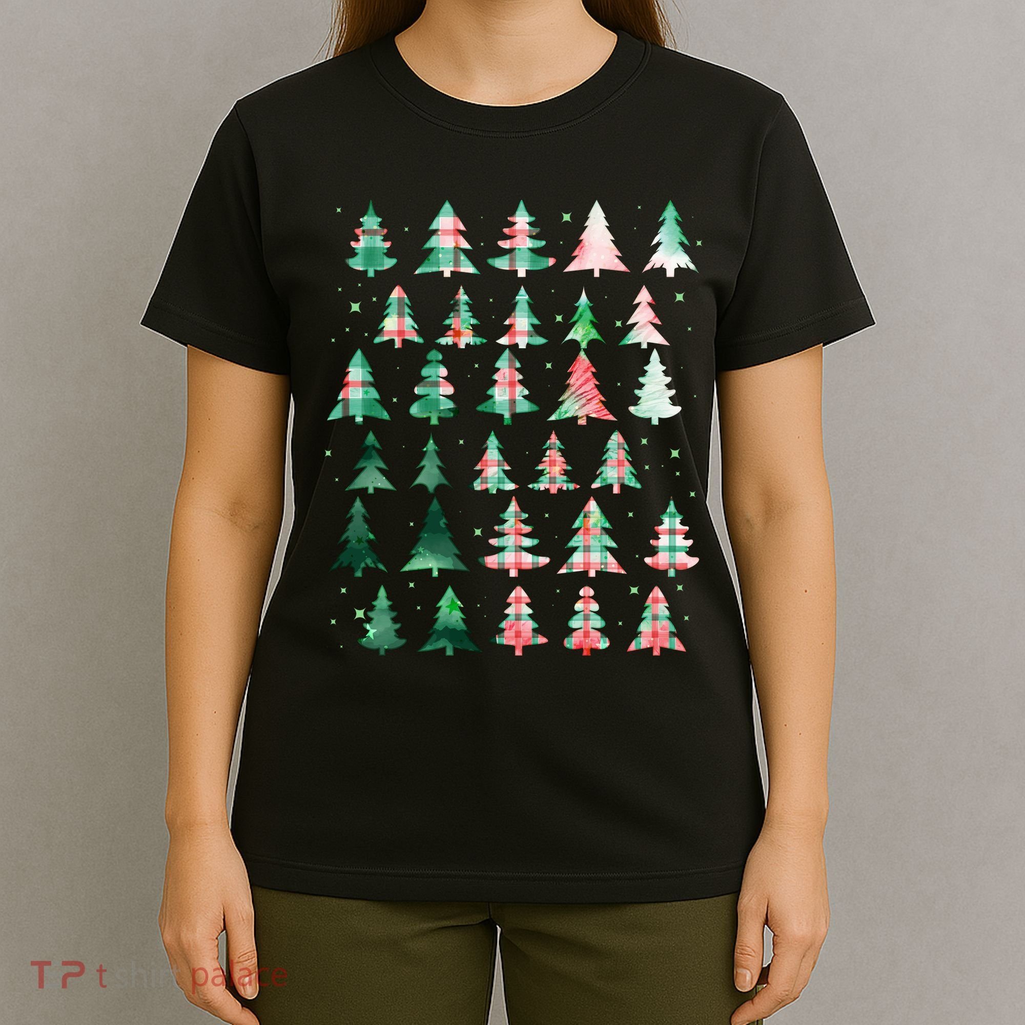 Festive Christmas Trees Patterns Mash Up T-Shirt