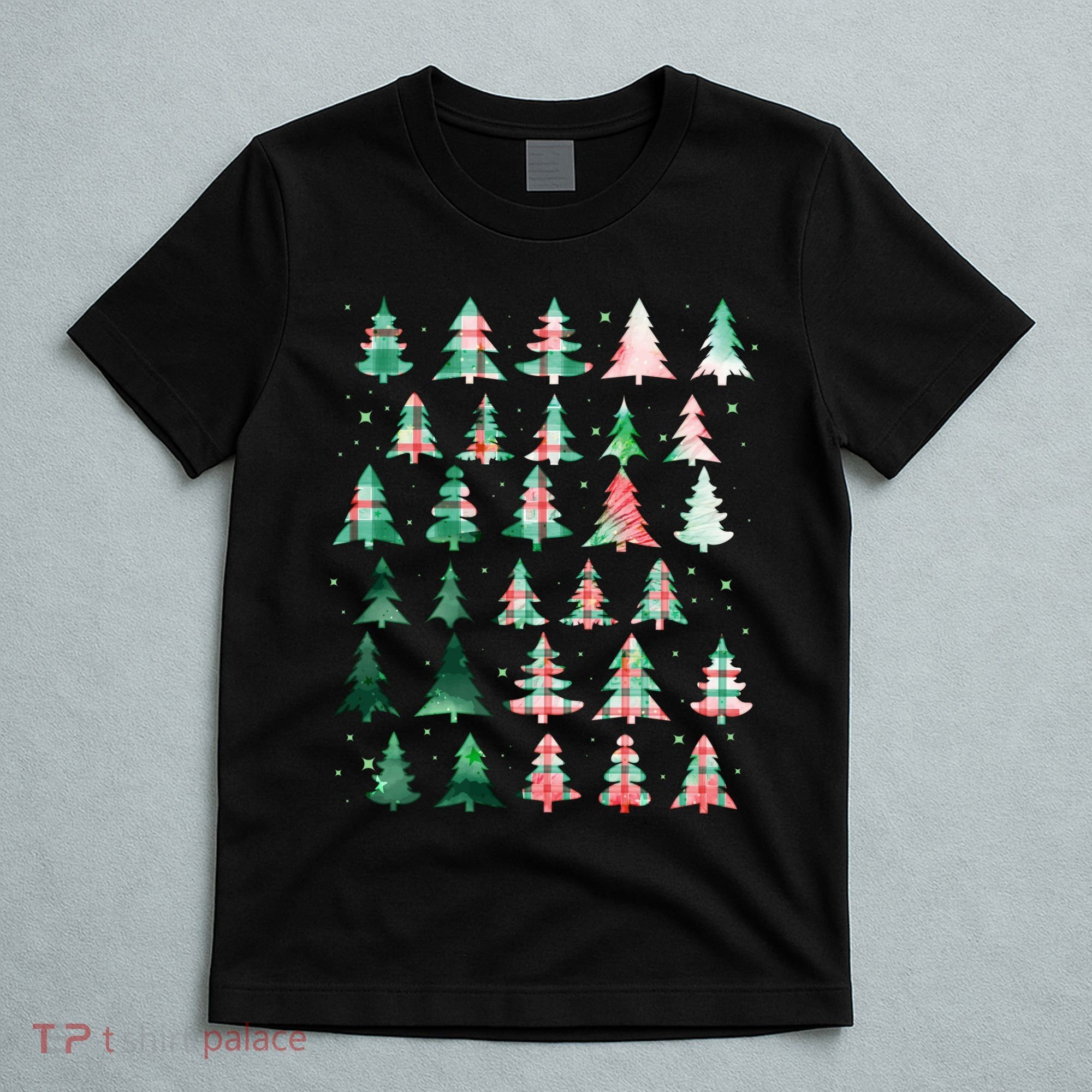 Festive Christmas Trees Patterns Mash Up T-Shirt