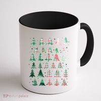 Festive Christmas Trees Patterns Mash Up Coffee Mug thumb 1