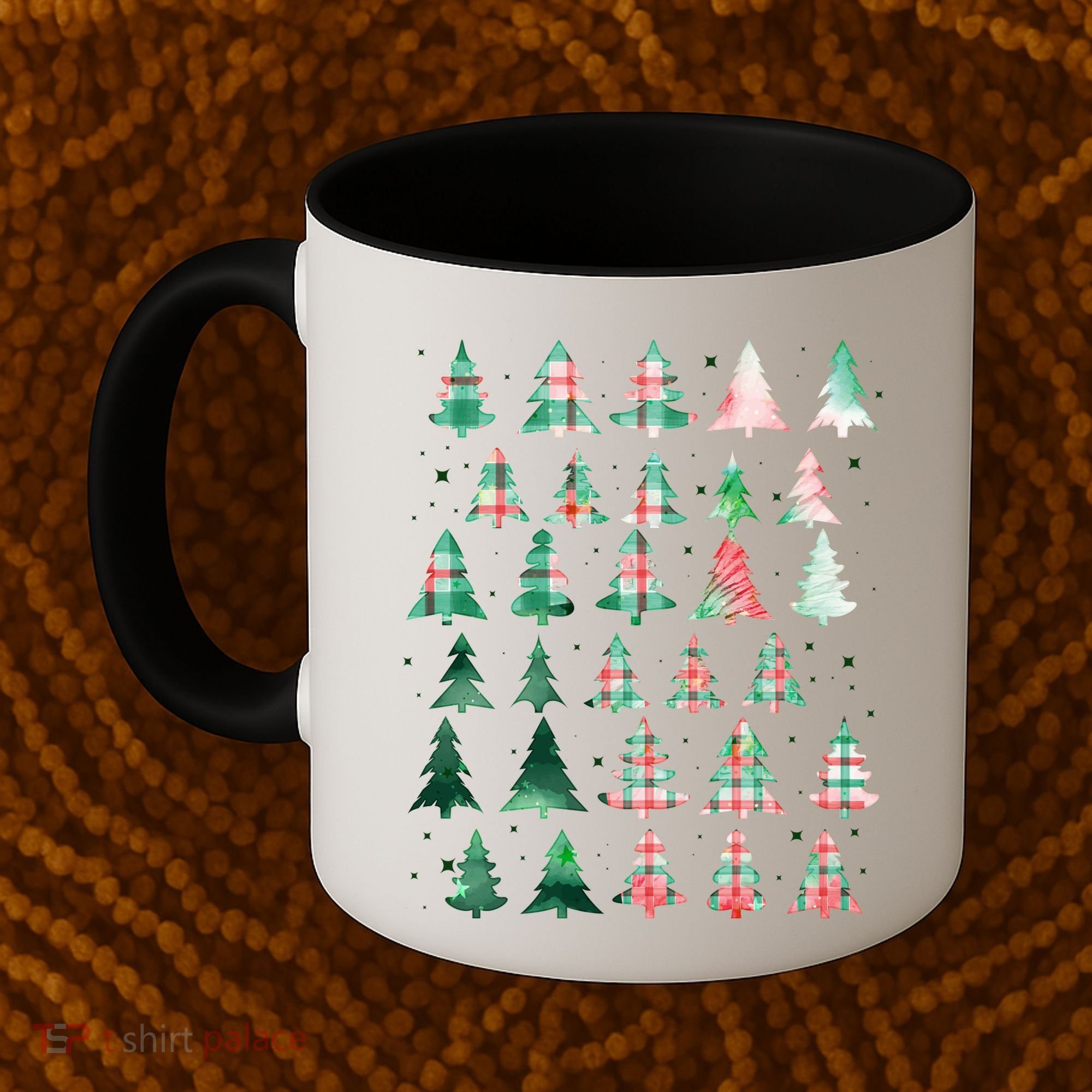 Festive Christmas Trees Patterns Mash Up Coffee Mug