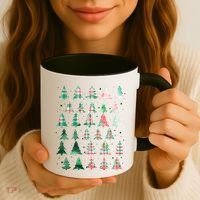 Festive Christmas Trees Patterns Mash Up Coffee Mug thumb 3