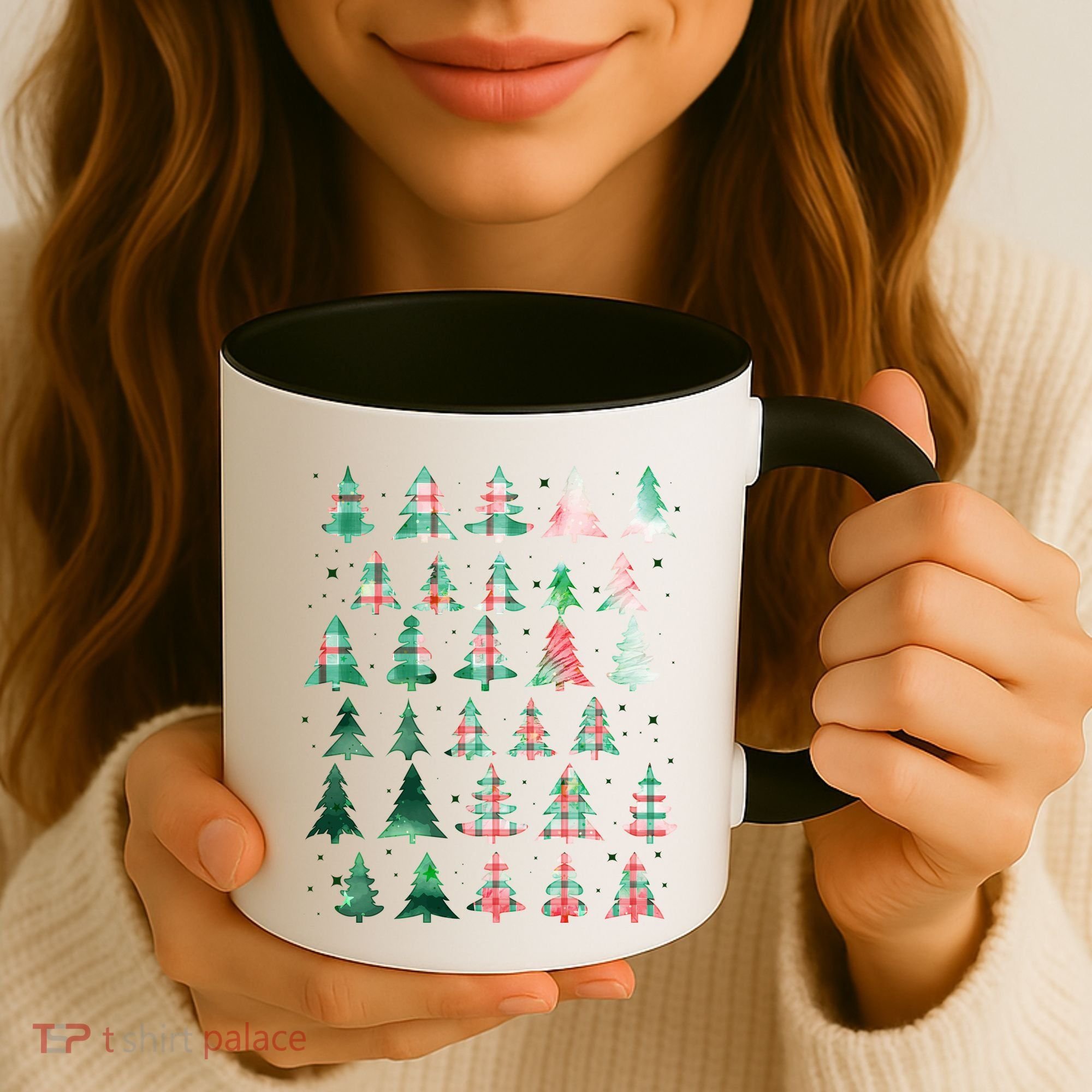 Festive Christmas Trees Patterns Mash Up Coffee Mug