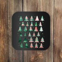 Festive Christmas Trees Patterns Mash Up Coaster thumb 0