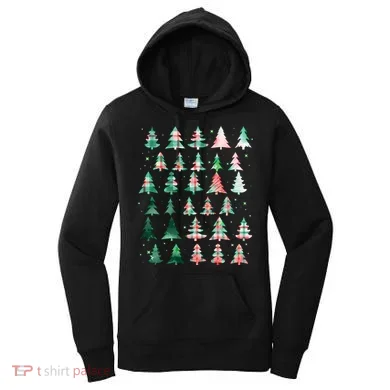 Festive Christmas Trees Patterns Mash Up Women's Hoodie