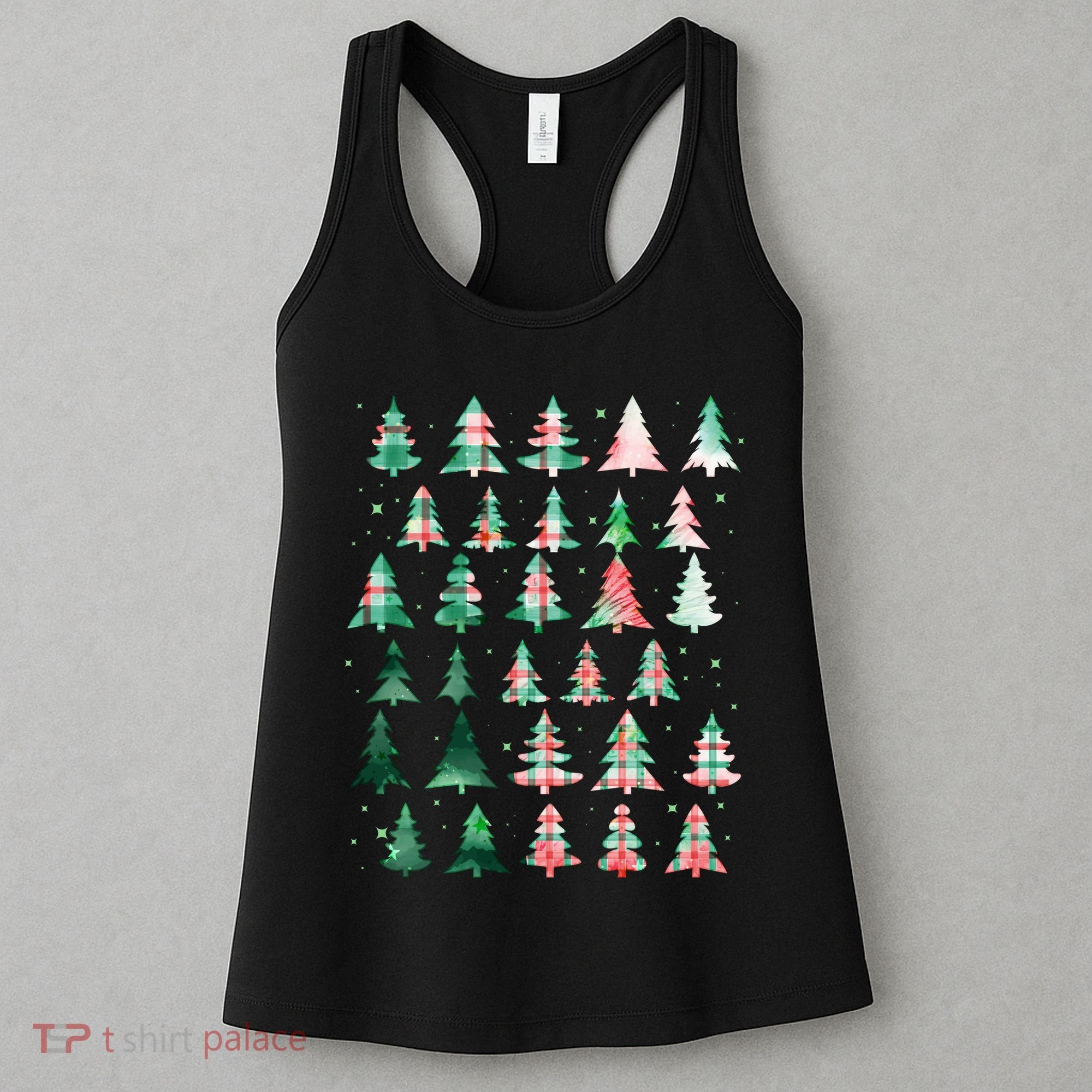 Festive Christmas Trees Patterns Mash Up Women's Tank Top