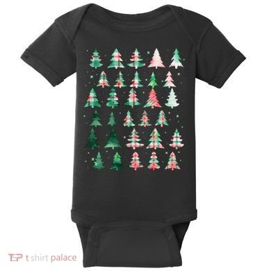 Festive Christmas Trees Patterns Mash Up Baby Bodysuit