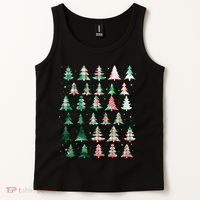 Festive Christmas Trees Patterns Mash Up Tank Top thumb 2