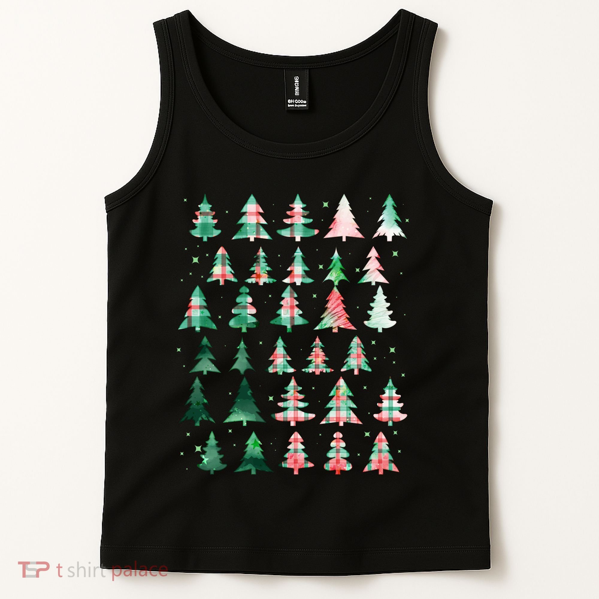 Festive Christmas Trees Patterns Mash Up Tank Top