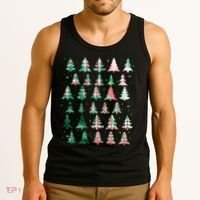 Festive Christmas Trees Patterns Mash Up Tank Top thumb 3