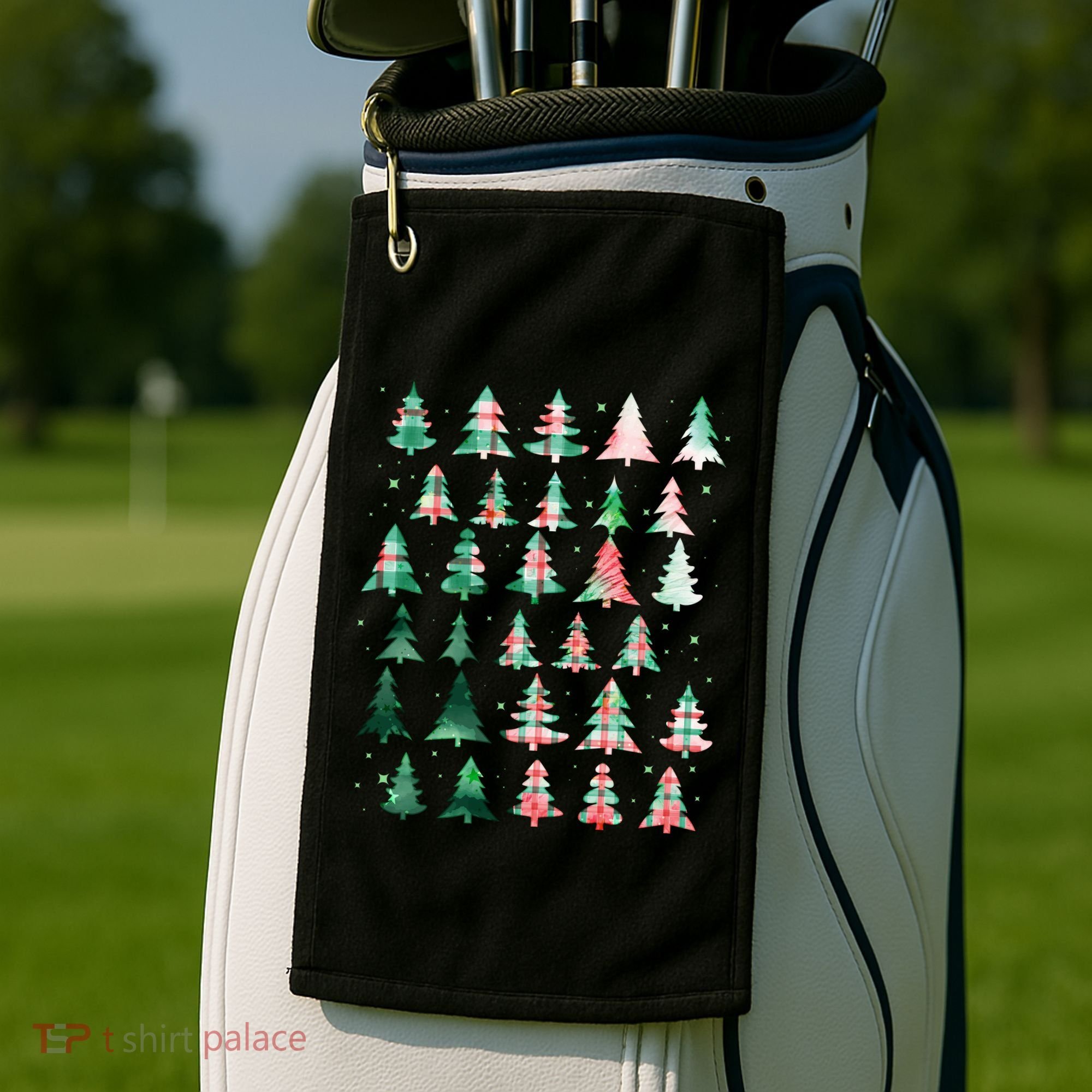 Festive Christmas Trees Patterns Mash Up Golf Towel
