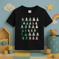 Festive Christmas Trees Patterns Mash Up Toddler T-Shirt thumb 3