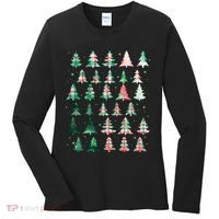 Festive Christmas Trees Patterns Mash Up Women's Long Sleeve Shirt thumb 0