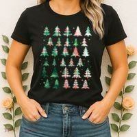 Festive Christmas Trees Patterns Mash Up Women's T-Shirt thumb 2