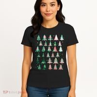 Festive Christmas Trees Patterns Mash Up Women's T-Shirt thumb 4