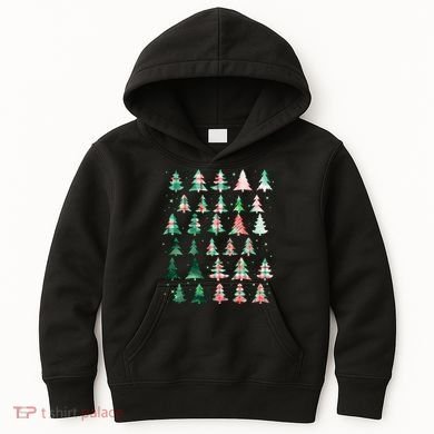 Festive Christmas Trees Patterns Mash Up Kids Hoodie