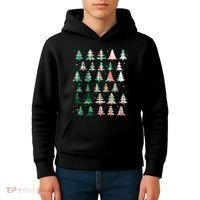 Festive Christmas Trees Patterns Mash Up Kids Hoodie thumb 4
