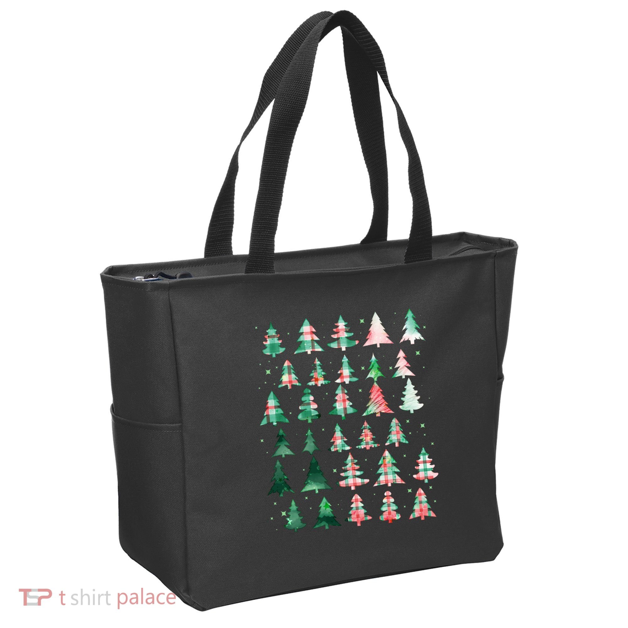 Festive Christmas Trees Patterns Mash Up Tote Bag