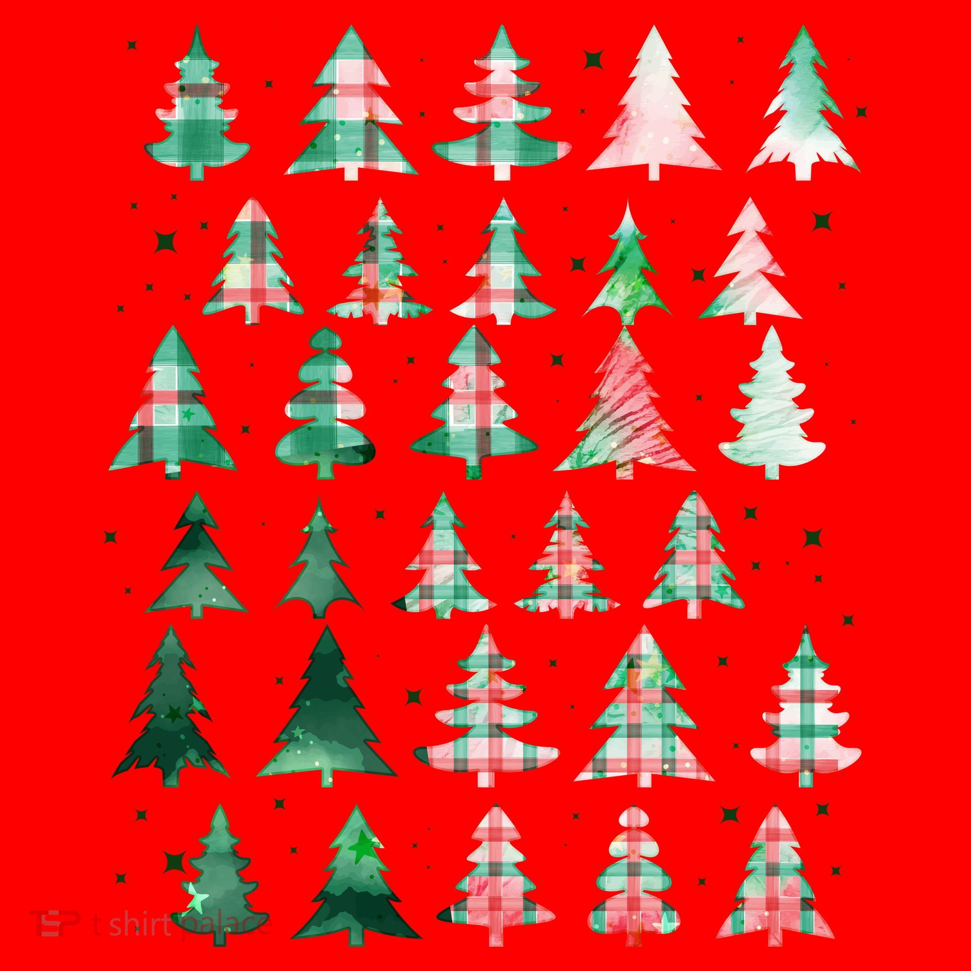Festive Christmas Trees Patterns Mash Up Santa Hat