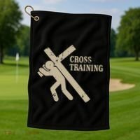 Funny Cross Training Religious Weightlifting Exercise Golf Towel thumb 1