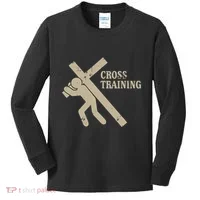 Funny Cross Training Religious Weightlifting Exercise Kids Long Sleeve Shirt thumb 0