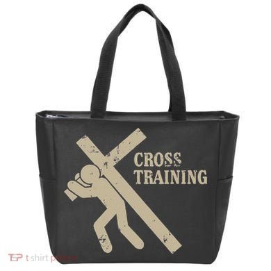 Funny Cross Training Religious Weightlifting Exercise Tote Bag