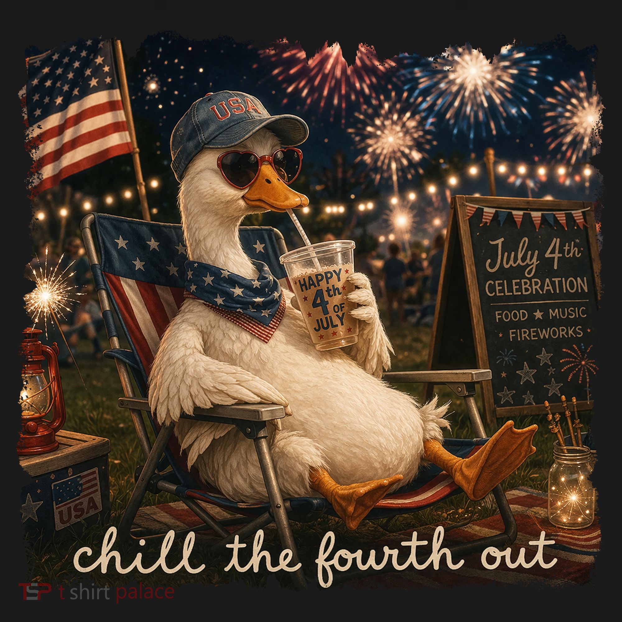 Funny Chill The Fourth Out 4th Of July Goose Backpack