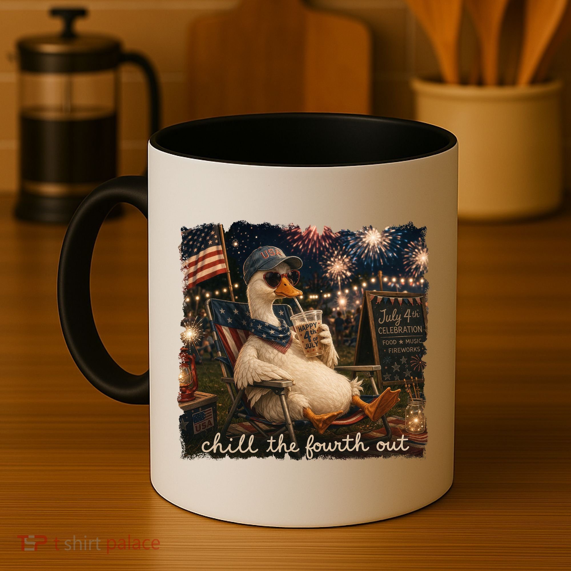 Funny Chill The Fourth Out 4th Of July Goose Coffee Mug