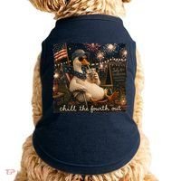Funny Chill The Fourth Out 4th Of July Goose Doggie Tank thumb 0
