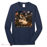 Funny Chill The Fourth Out 4th Of July Goose Long Sleeve Shirt thumb 0