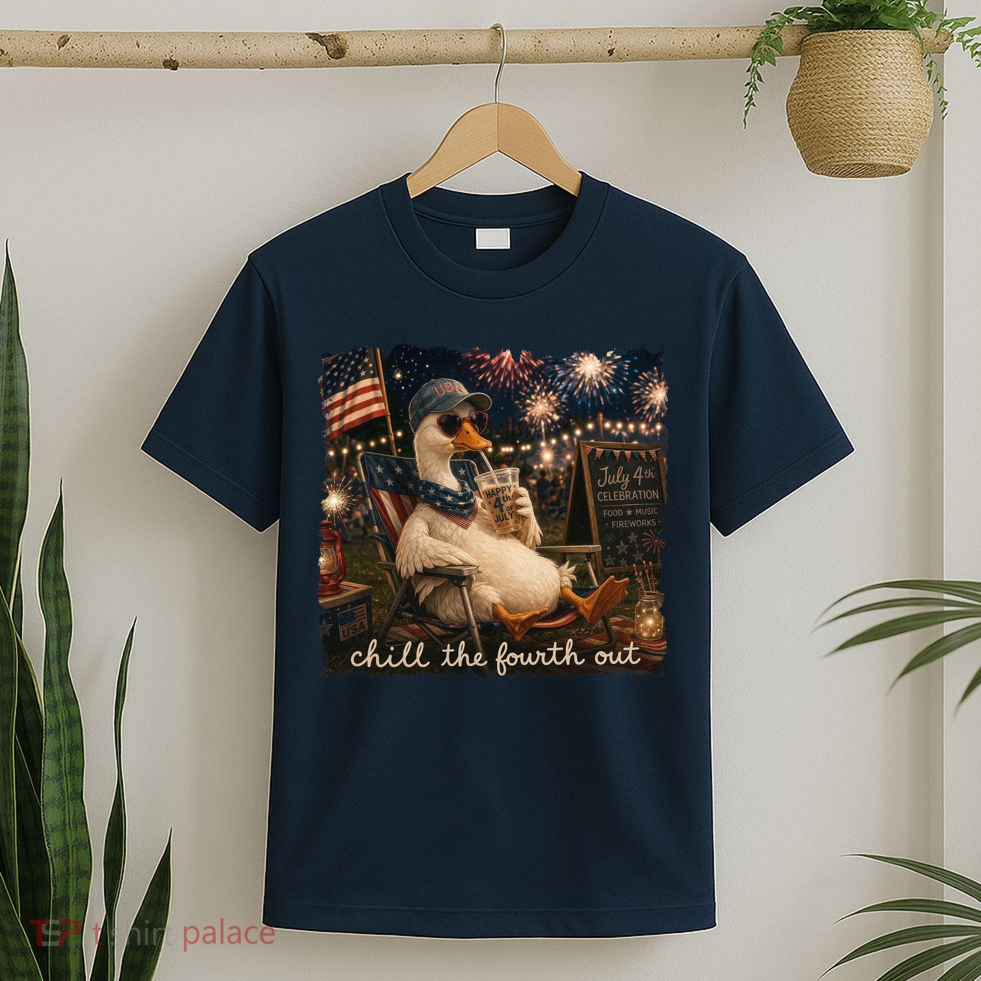 Funny Chill The Fourth Out 4th Of July Goose T-Shirt