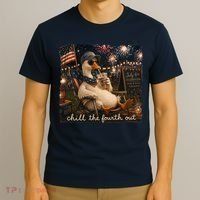 Funny Chill The Fourth Out 4th Of July Goose T-Shirt thumb 3