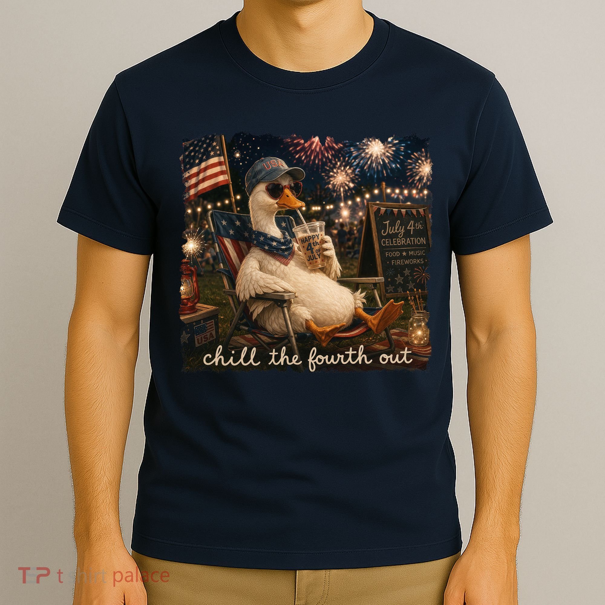 Funny Chill The Fourth Out 4th Of July Goose T-Shirt