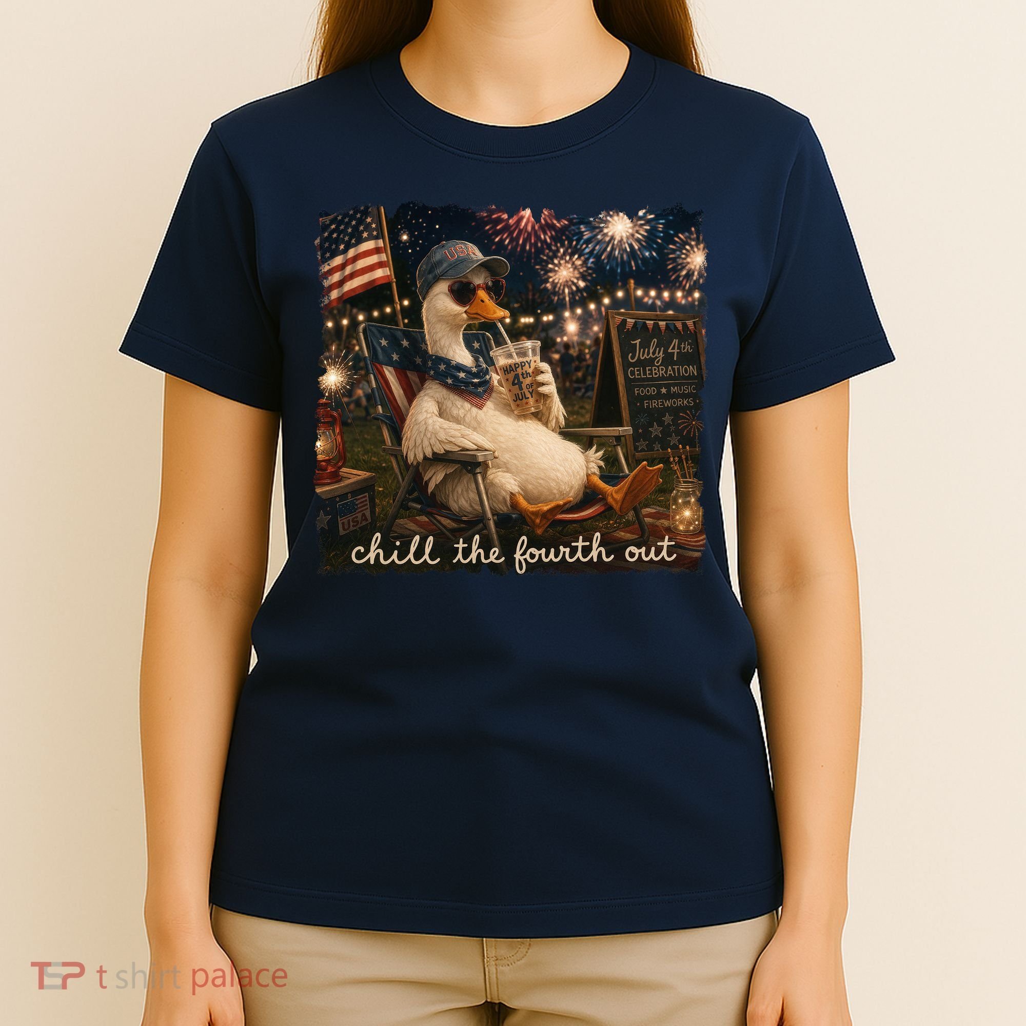 Funny Chill The Fourth Out 4th Of July Goose T-Shirt